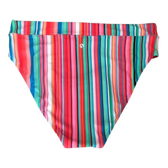 Next NWT Women’s Tavarua High Waist High Leg Bold Colorful Stripe Swim Bottom LG - Picture 2 of 7